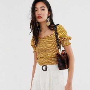 River Island Shirred Milkmaid Top